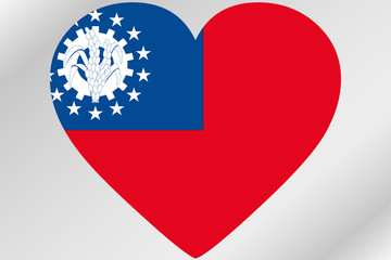 Flag Illustration of a heart with the flag of  Myanmar