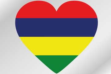 Flag Illustration of a heart with the flag of  Mauritius
