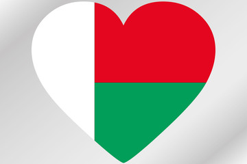 Flag Illustration of a heart with the flag of  Madagascar