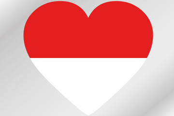 Flag Illustration of a heart with the flag of  Indonesia