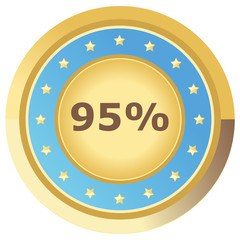 Prozent Button hellblau auf weißem Hintergrund