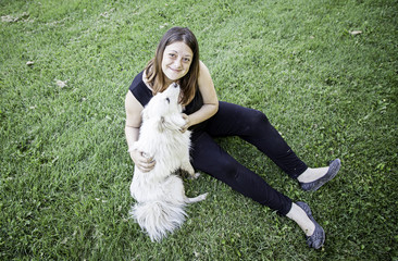 Dog with woman