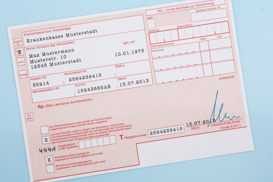Typical german medical prescription form