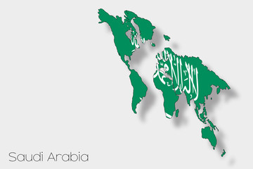 3D Isometric Flag Illustration of the country of  Saudi Arabia