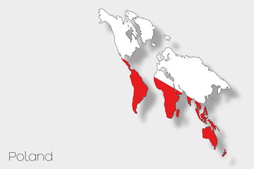 3D Isometric Flag Illustration of the country of  Poland