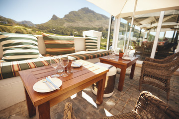 Luxurious winery courtyard restaurant