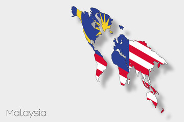 3D Isometric Flag Illustration of the country of  Malaysia