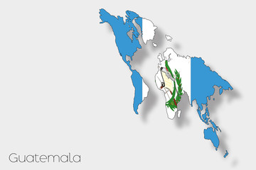 3D Isometric Flag Illustration of the country of  Guatemala