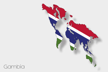 3D Isometric Flag Illustration of the country of  Gambia