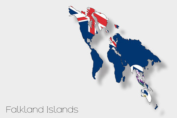 3D Isometric Flag Illustration of the country of  Falkland Islan