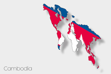 Obraz premium 3D Isometric Flag Illustration of the country of Cambodia