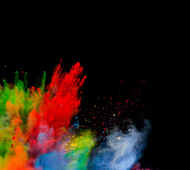 Colored powder on black background