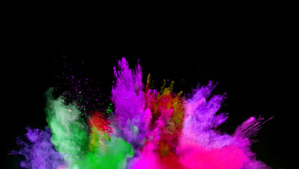 Colored powder on black background