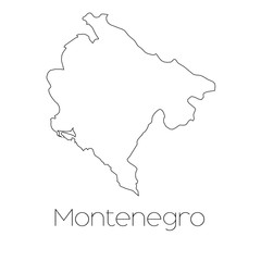 Country Shape isolated on background of the country of Montenegr