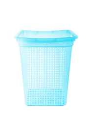 blue plastic basket  on white background