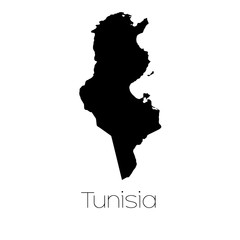 Country Shape isolated on background of the country of Tunisia