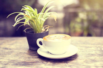 cup of coffee on a table outdoors
