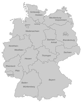 Deutschland in grau (beschriftet) - Vektor