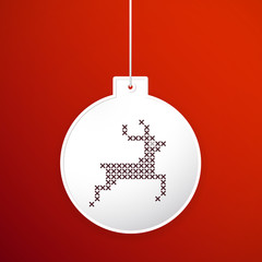 Vector Christmas ball with embroidery cross-stitch style