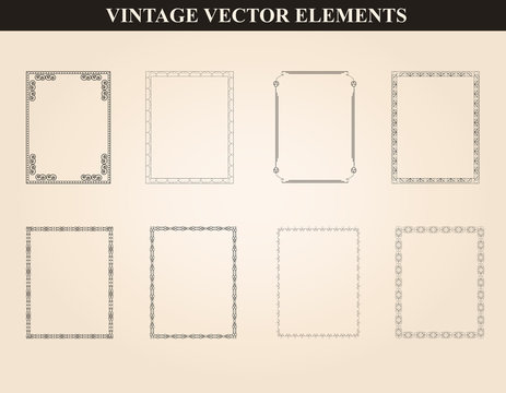 Decorative vintage frames and borders set vector