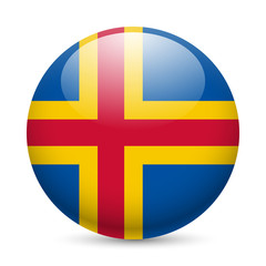 Obraz premium Round glossy icon of Aland Islands