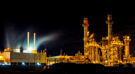 Twilight photo of power plant