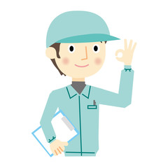 男性作業員　表情