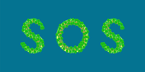 sos text tropical island