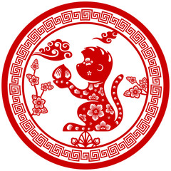 Traditional Chinese paper cut Zodiac sign - Monkey.