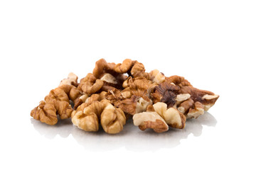 Walnuts on white background
