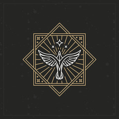 Vector abstract tattoo sign in trendy linear style