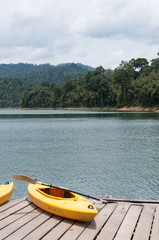Fototapeta na wymiar Canoe on the lake