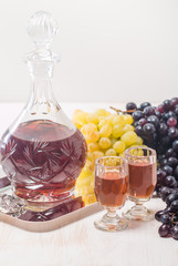 Cristal glasses and a carafe of liquor