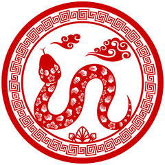 Traditional Chinese paper cut Zodiac sign - Snake.