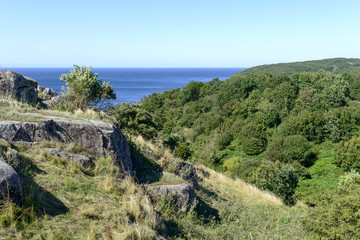 Bornholm island landscape near the Hammershus castle ruins, Denmark.