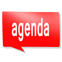 Agenda word on red speech bubble