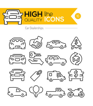 Car Dealerships line icons
