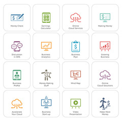 Business & Money Icons Set. Flat Design.