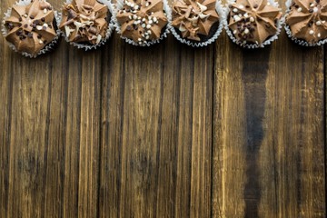 Chocolate cupcakes on a table