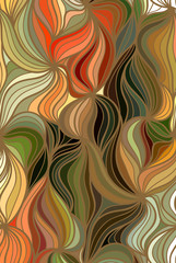 Vector floral seamless background of drawn lines