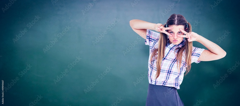 Poster composite image of geeky hipster dancing