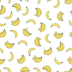 Seamless pattern with bananas on white background