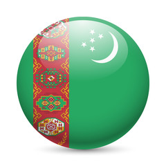 Round glossy icon of Turkmenistan