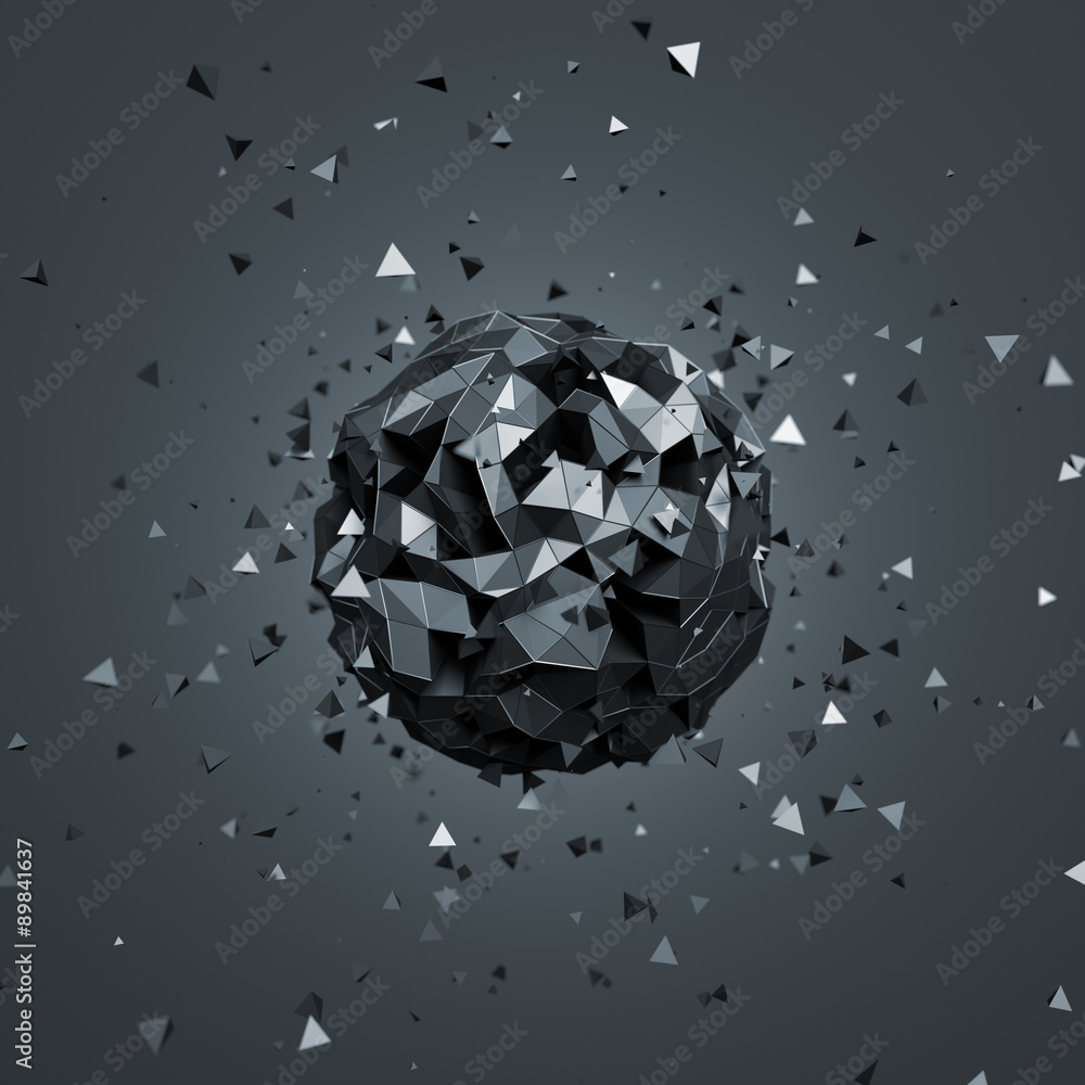 Poster abstract 3d rendering of low poly sphere.