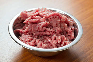 minced meat in a metal cup