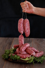 sausage on a black background