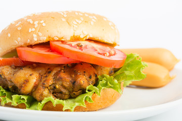 Classic Big hamburger on dish isolate