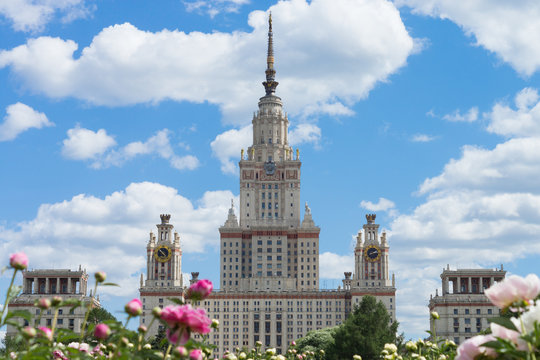Moscow State University in flowers