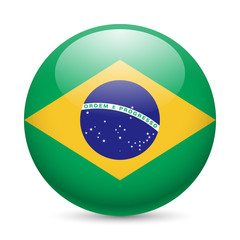 Fototapeta premium Round glossy icon of Brazil