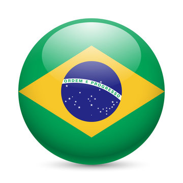 Round glossy icon of Brazil